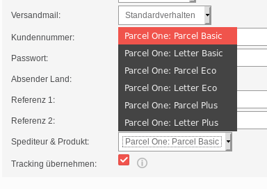 Versandarten: Parcelone - Xentral ERP Software GmbH